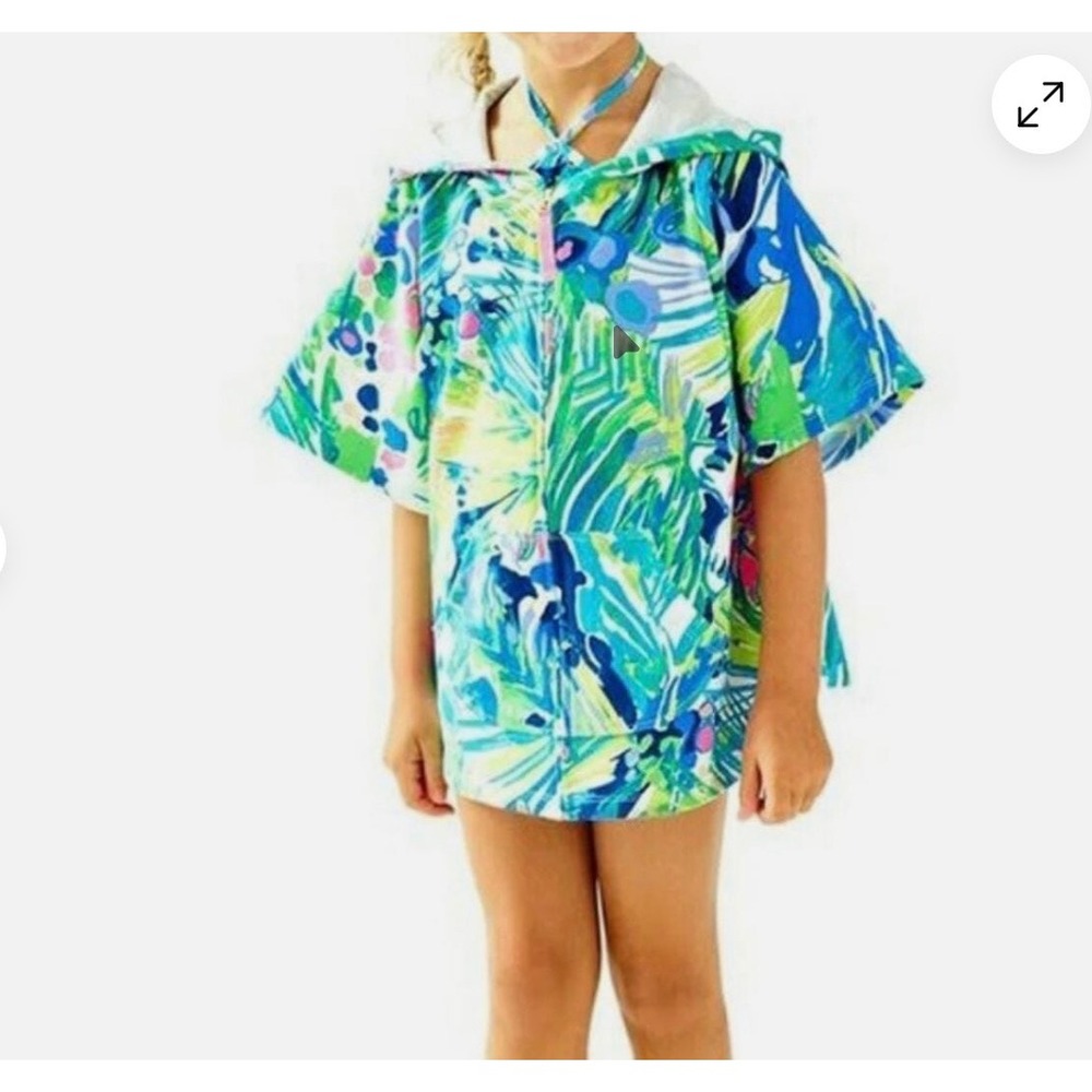 Lilly Pulitzer Girls Jungle Hoopla Giraffe Zip Up Poncho Hoodie Small 4-5